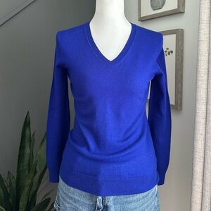 Lord & Taylor Royal Blue V-Neck Sweater